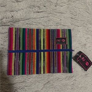 Makeup Junkie Bags Multicolor  Large Striped Fabric Makeup Bag with Zipper